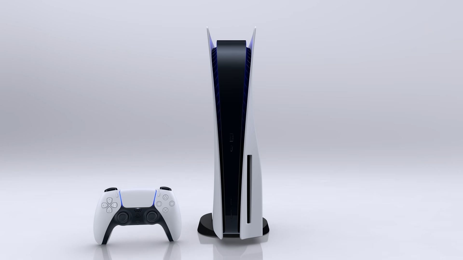 Picture of The PlayStation 5 console with the new Dual Sense controller