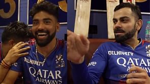 [Watch] "Bol, mujhe sirf stump dikhra" - Virat Kohli, Karn Sharma pull Mohammed Siraj's leg for his post-match speech after RCB vs DC in IPL 2024