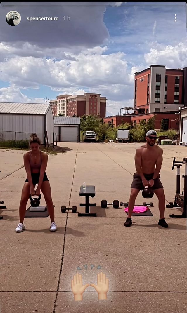 Iowa star Gabbie Marshall and BF Spencer Touro sweat it out during ...