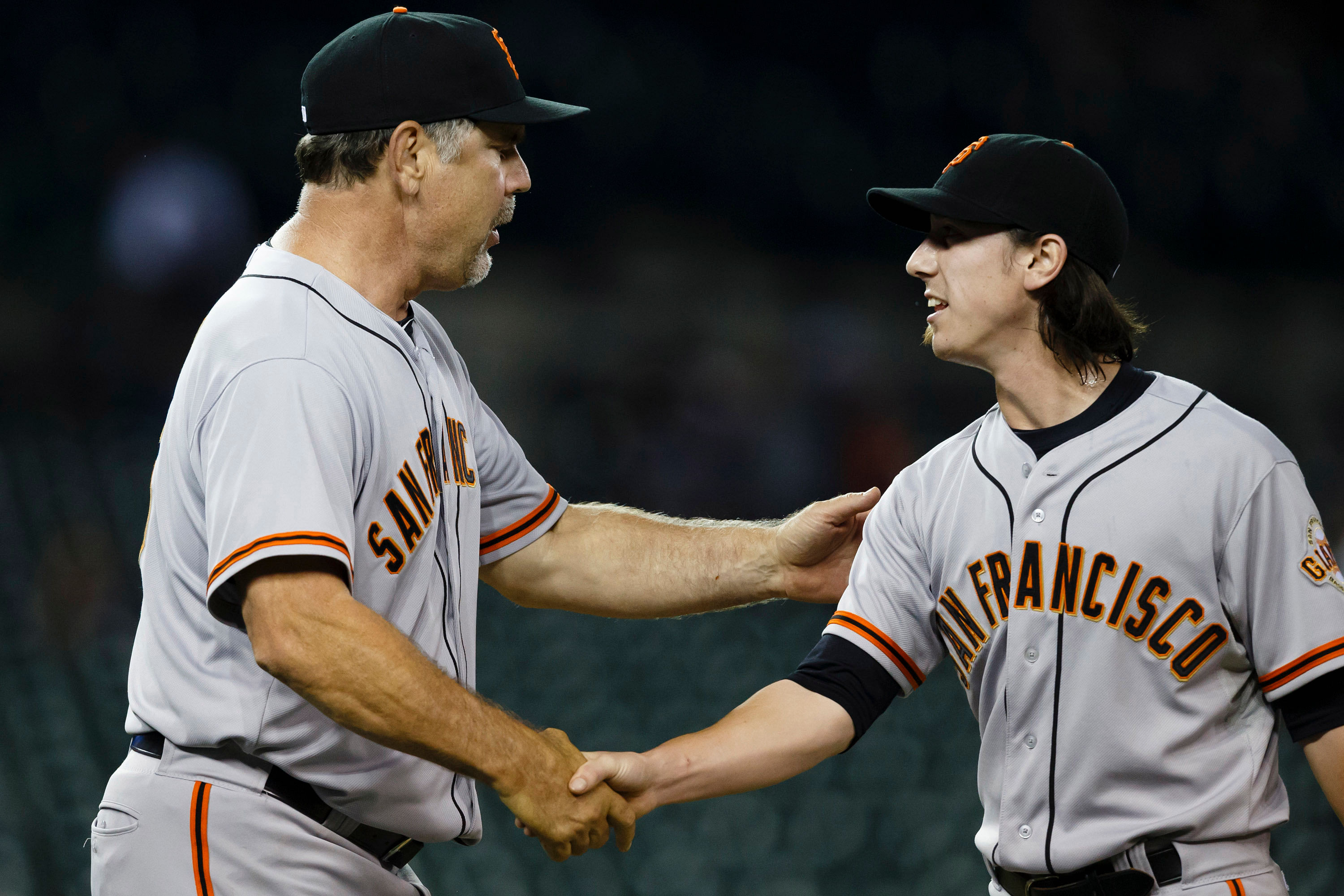 San Francisco Giants - Bruce Bochy and Tim Lincecum (Image via USA Today)