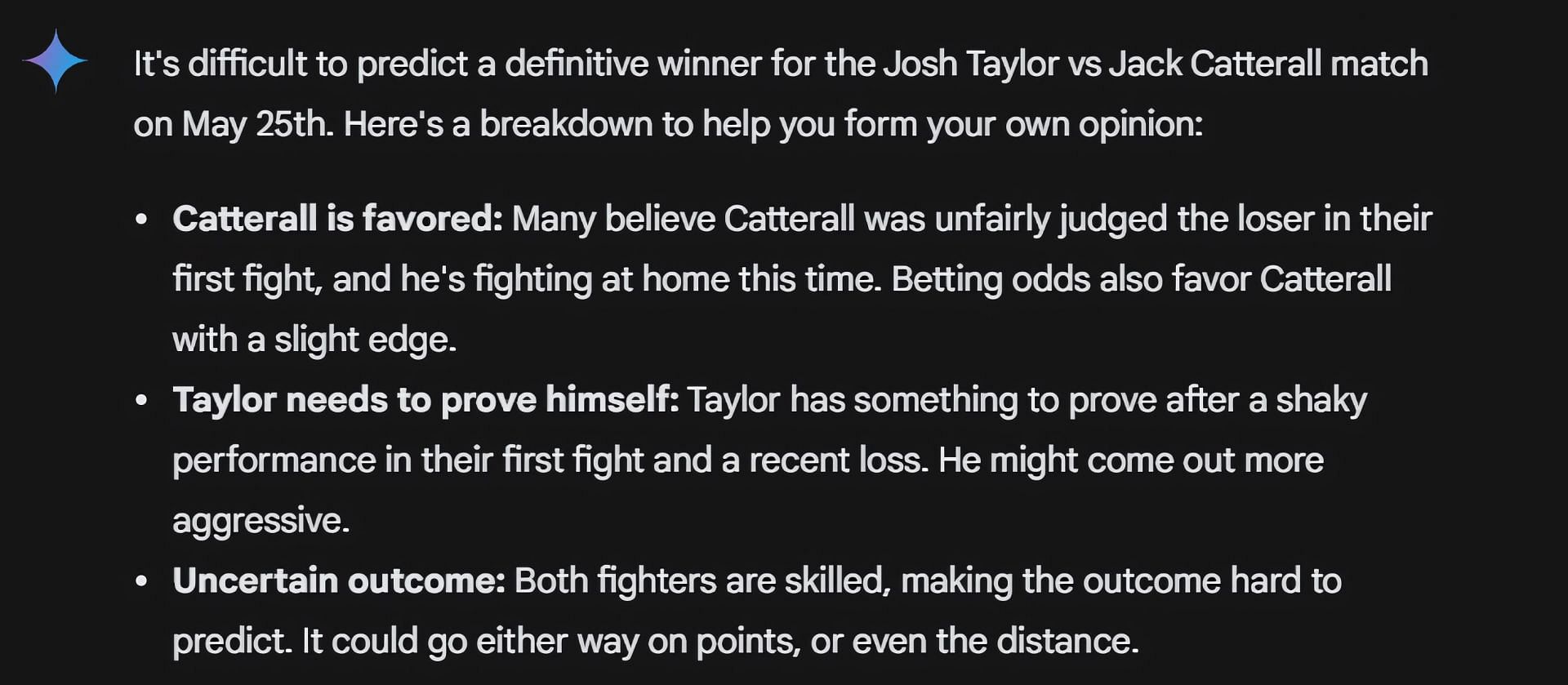 AI&#039;s prediction for Josh Taylor vs. Jack Catterall