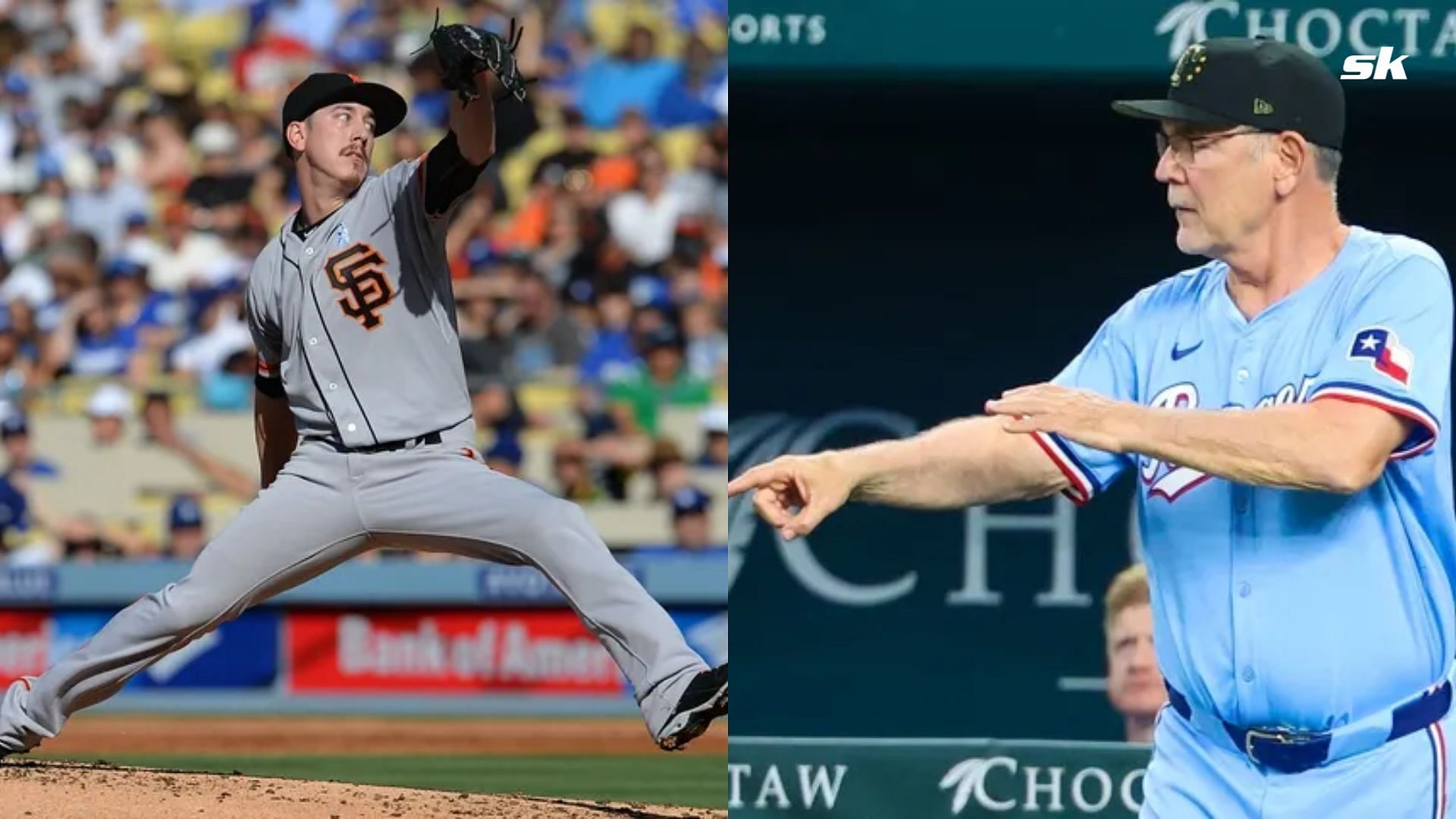 Former San Francisco Giants Pitcher Tim Lincecum and Rangers Manager Bruce Bochy