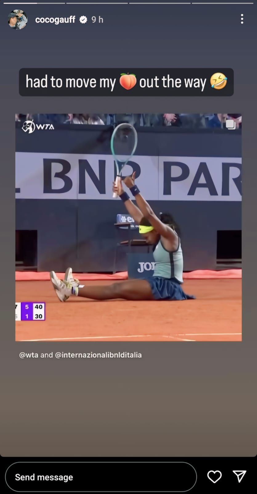 Gauff&#039;s Instagram story