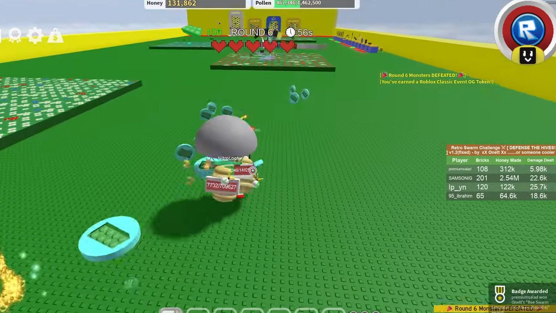 You can collect the token by clearing the waves (Image via Roblox || YouTube/Premiumsalad)