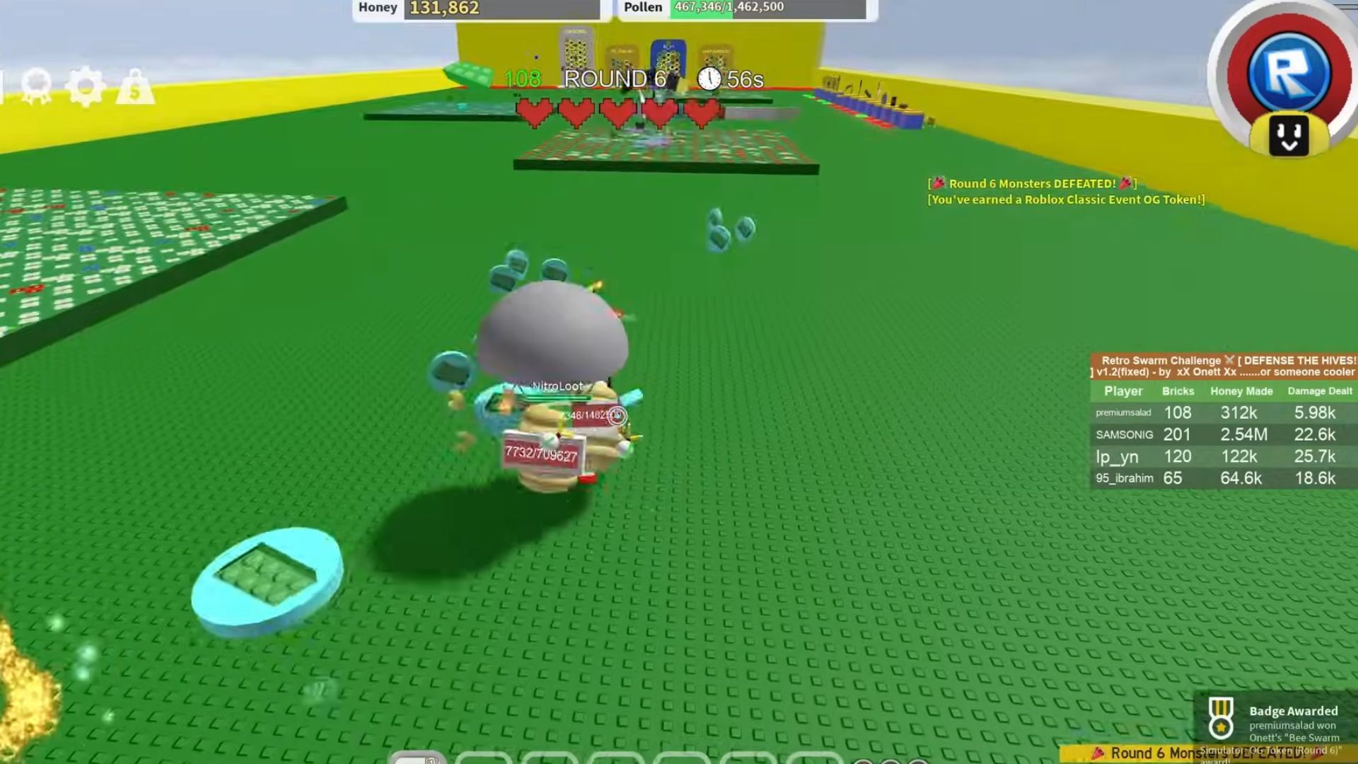 You can collect the token by clearing the waves (Image via Roblox || YouTube/Premiumsalad)