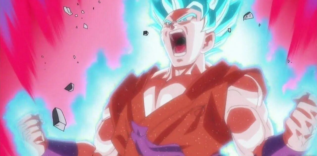 Goku using Kaioken and Super Saiyan Blue in the anime (Image via Toei Animation)