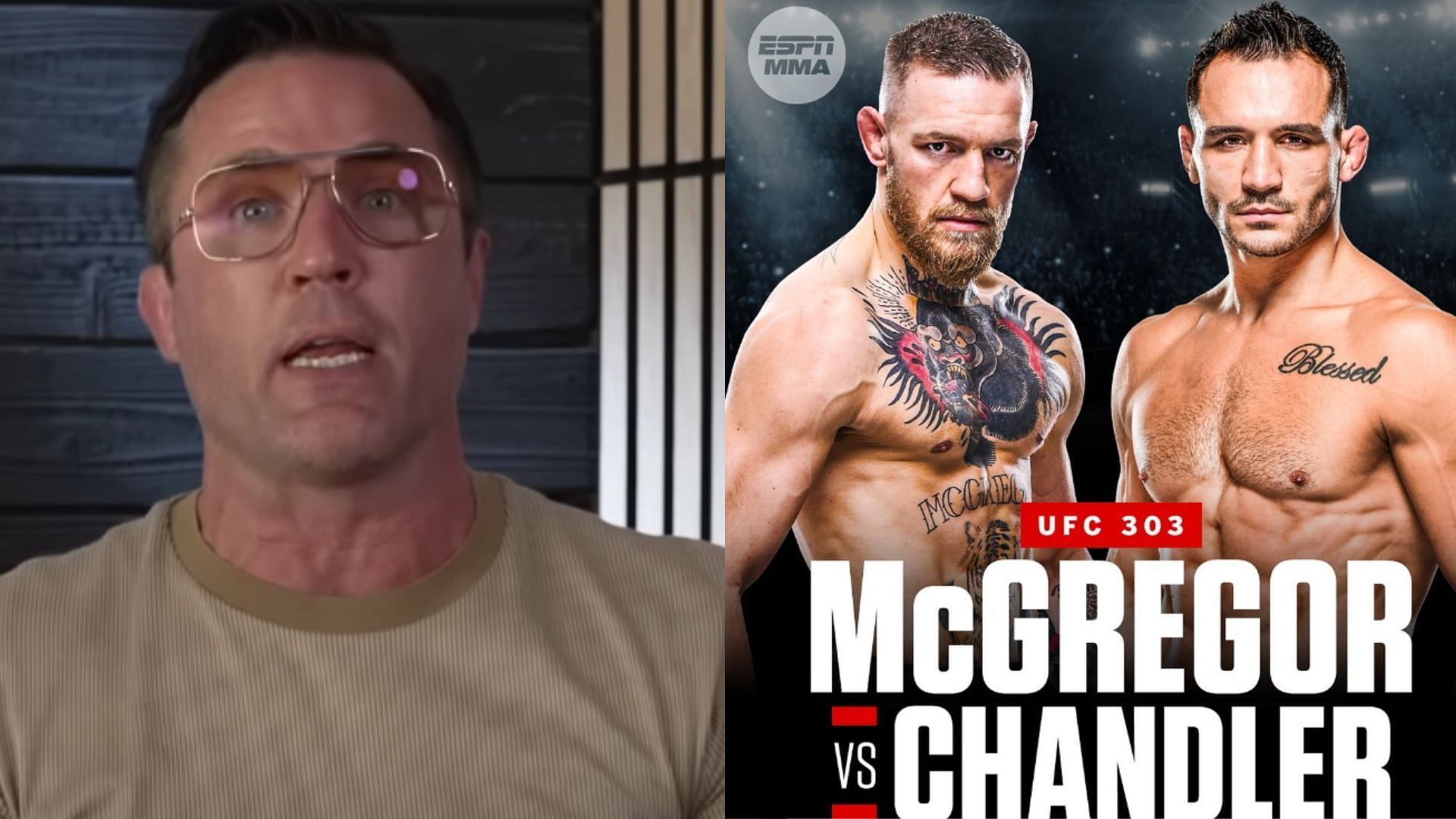 Chael Sonnen (left) predicts Conor McGregor vs. Michael Chandler (right) [Images courtesy of Chael Sonnen on YouTube &amp; @mikechandlermma on Instagram]