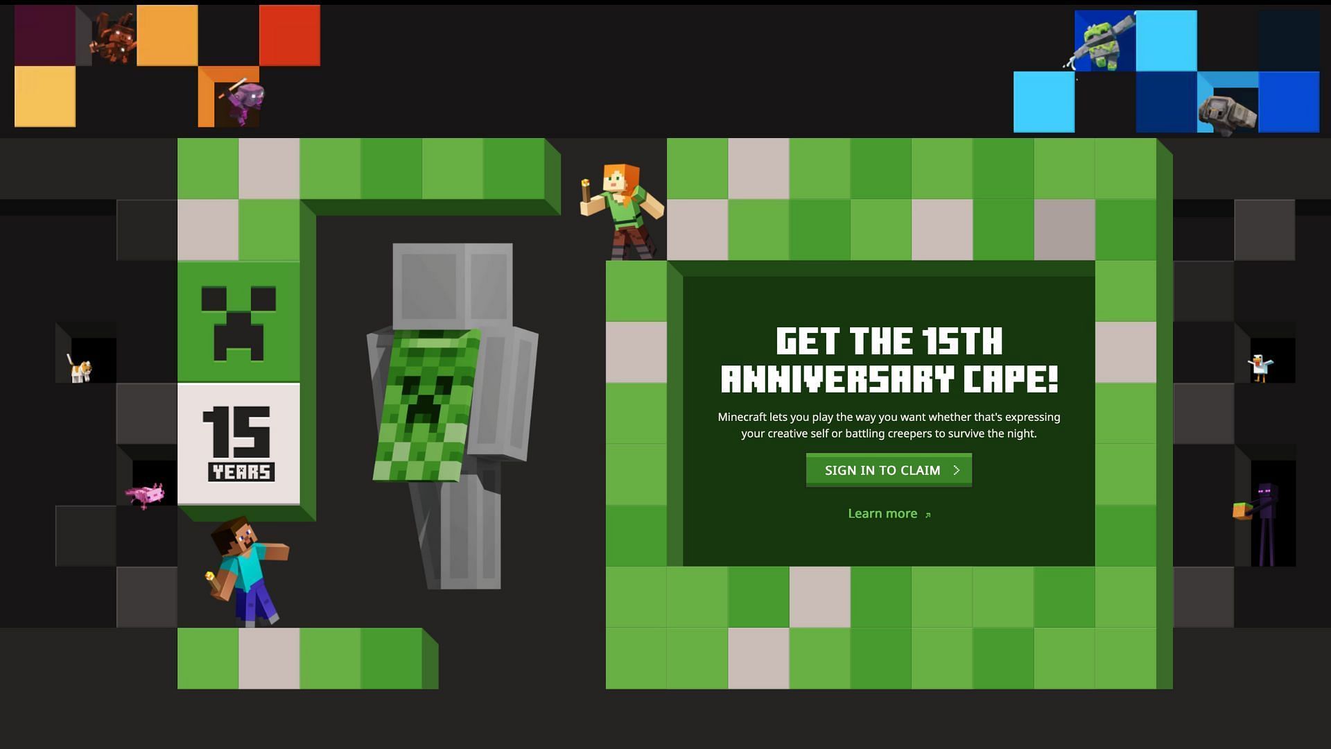 Claiming the anniversary creeper cape is very easy (Image via Mojang Studios)