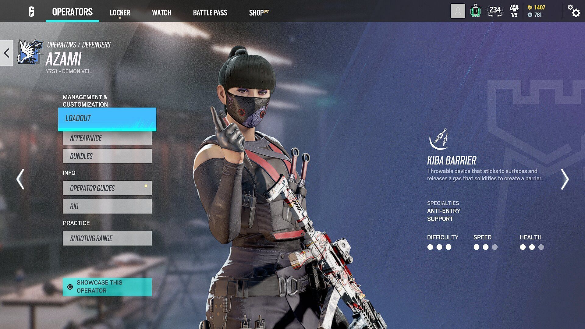 Azami can set her gadget on the go at any point of the round making her a versatile operator (Image via Ubisoft)