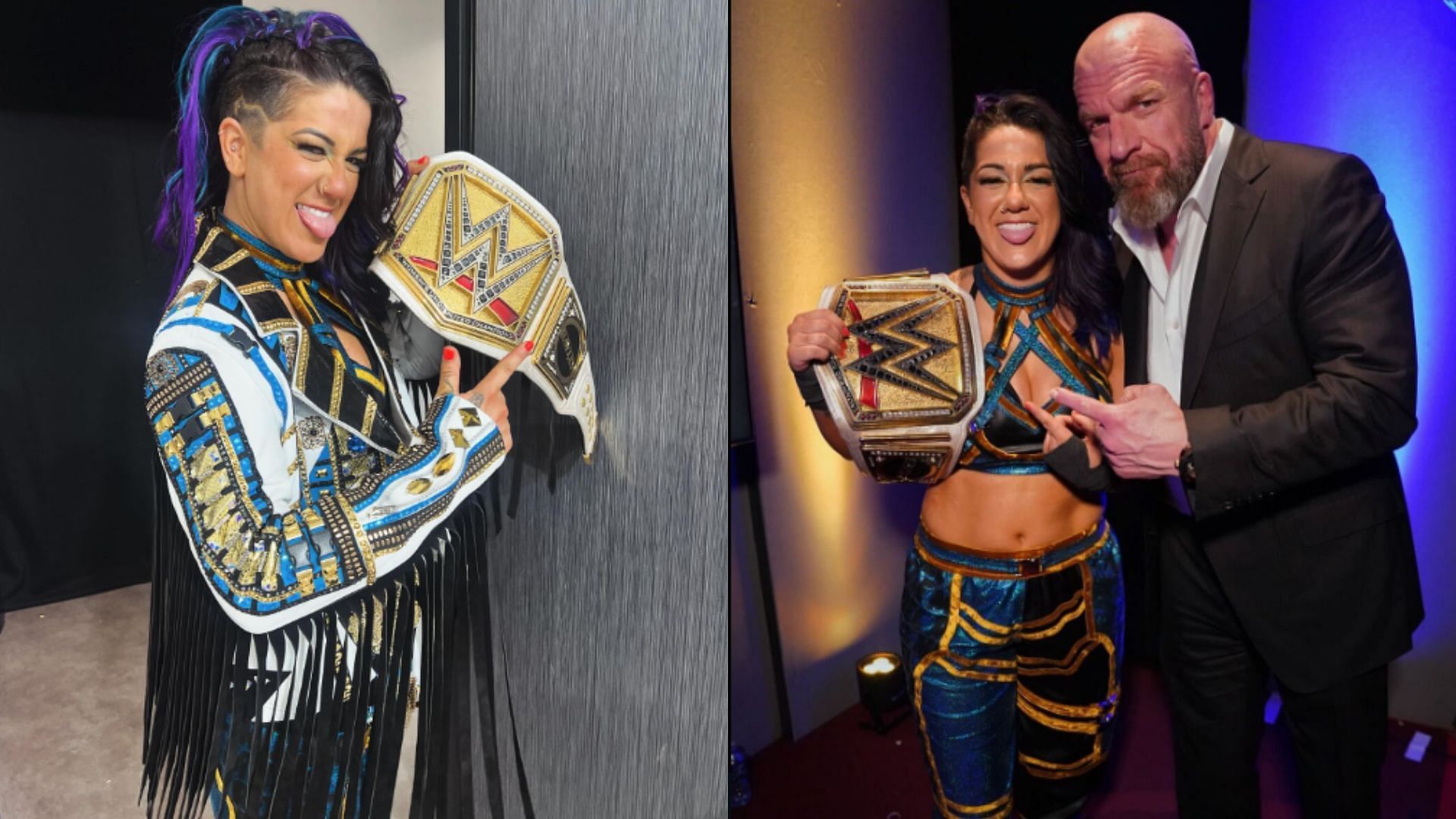Bayley after retaining her title at Backlash with Triple H