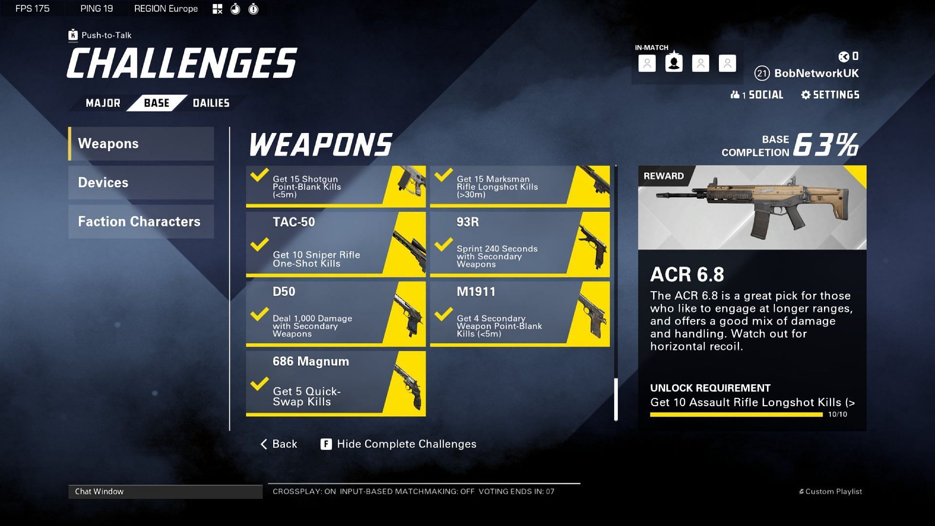 All the Challenges to unlock every weapon in XDefiant (Image via Ubisoft || X@BobNetworkUK)