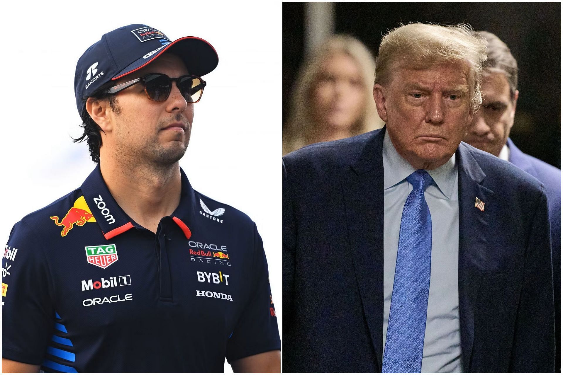 Sergio Perez (L) and Donald Trump (R) (Collage via Sportskeeda)
