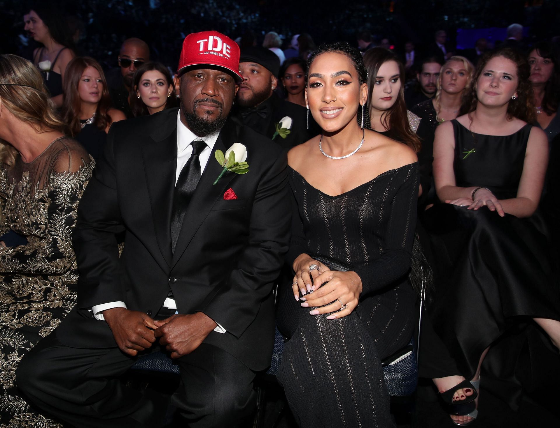 TDE CEO Anthony &#039;Top Dawg&#039; Tiffith (L) and Whitney Alford at the 60th Annual GRAMMY Awards (Photo by Christopher Polk/Getty Images)