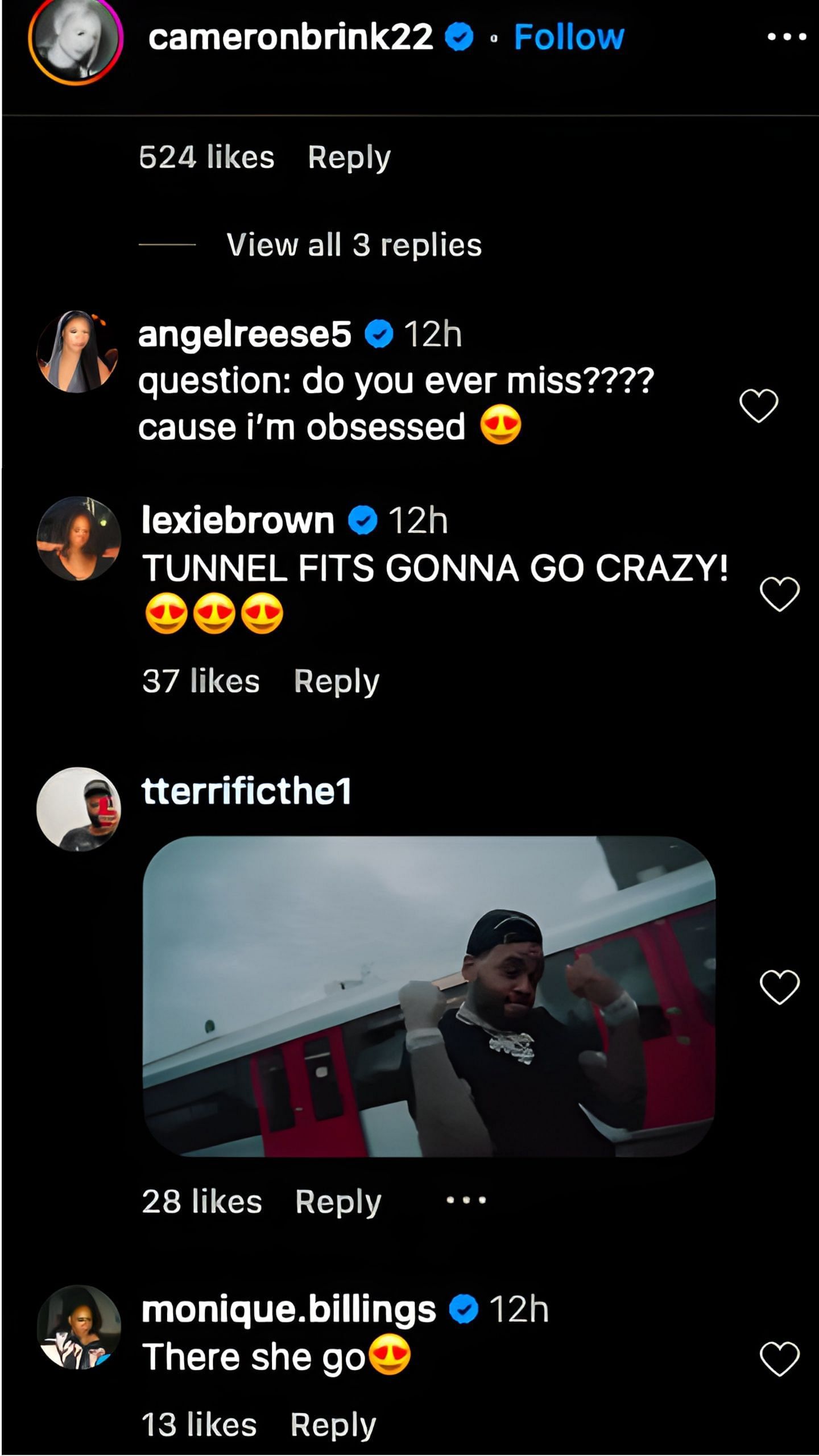 Angel Reese commented on Cameron Brink&#039;s post