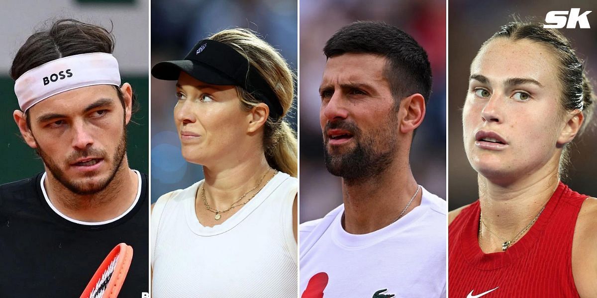 Taylor Fritz, Danielle Collins, Novak Djokovic, Aryna Sabalenka (From L-R)