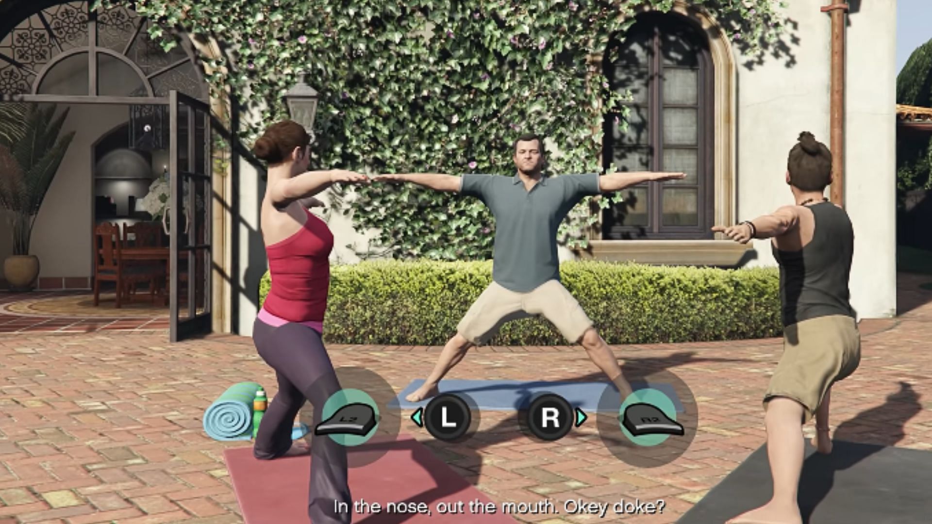 Michael performing Yoga in GTA 5 (Image via YouTube/GTA Series Videos)