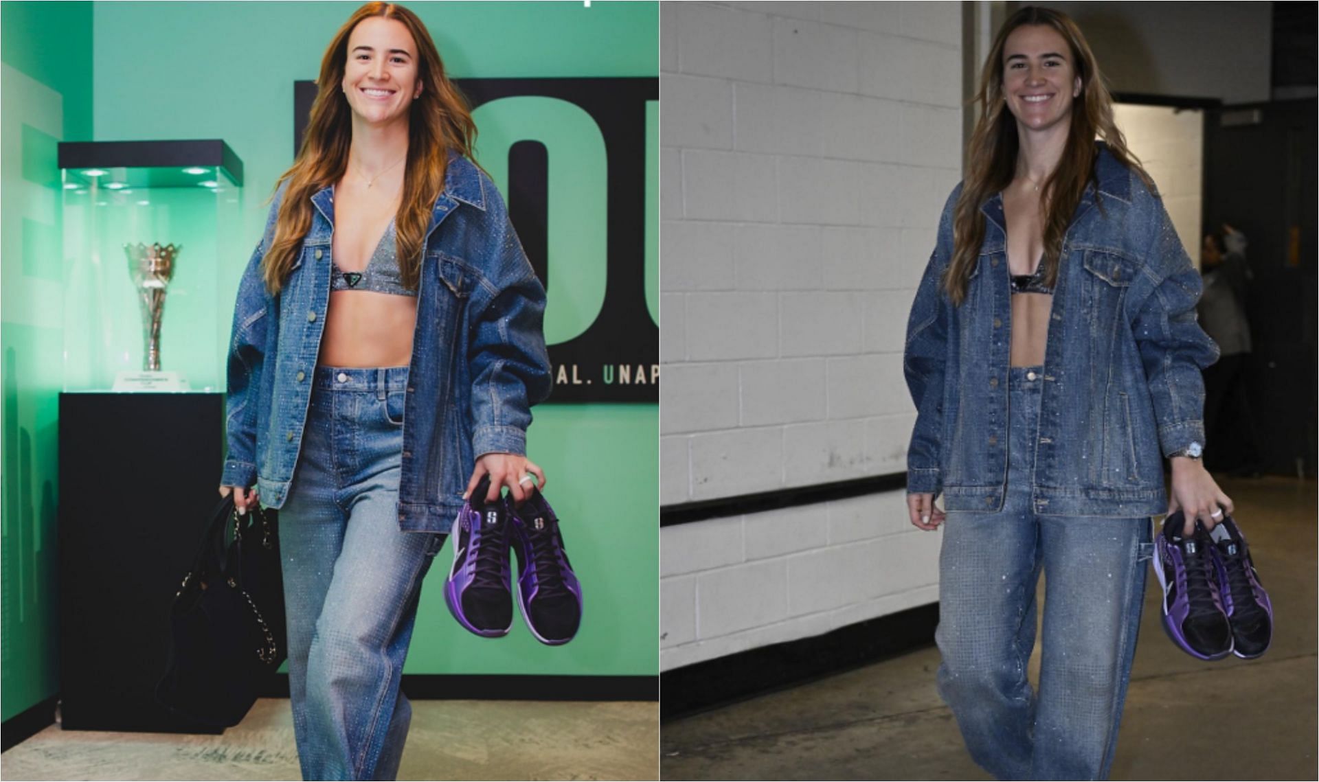 Sabrina Ionescu gives nod to the 90s in sparkling double denim ensemble with her latest Nike