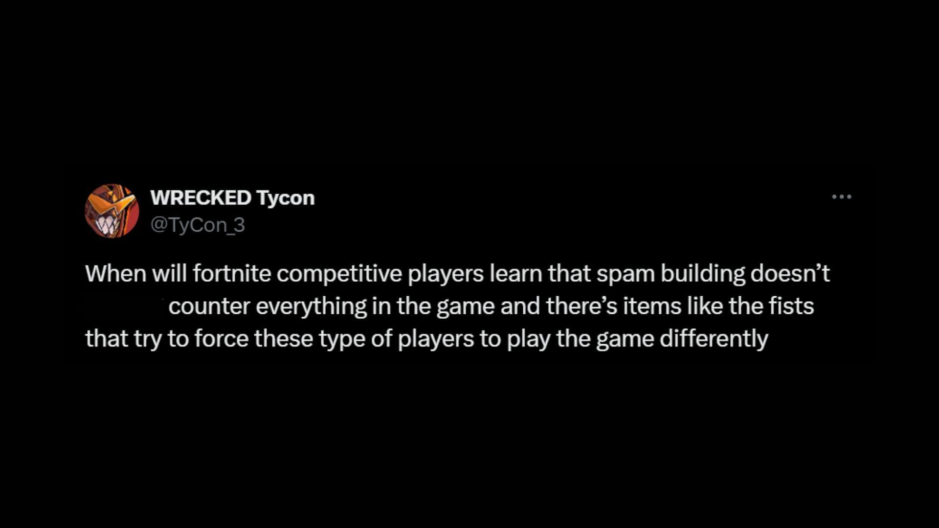 X user @TyCon_3&#039;s comments on Clix&#039;s play (X/TyCon_3)