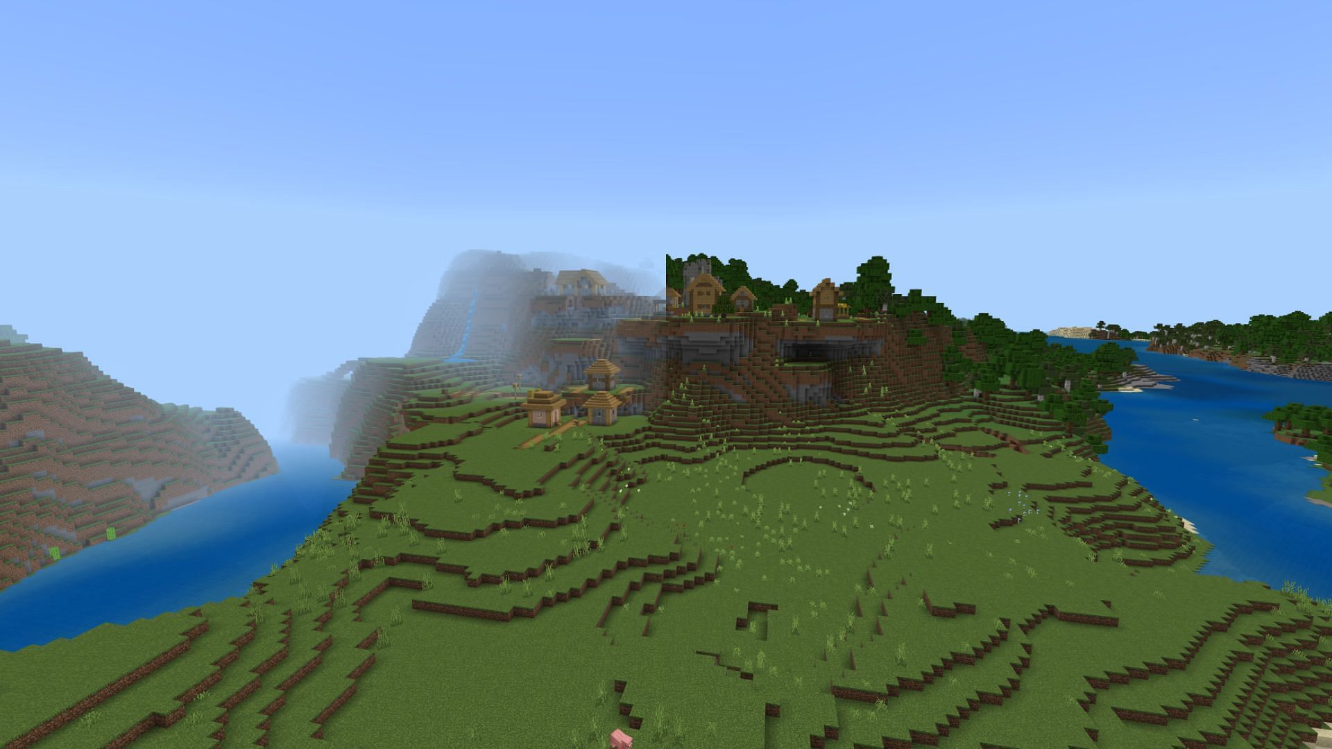 Low Minecraft render distance as compared to high render distance, one of the biggest factors for lag (Image via Mojang)