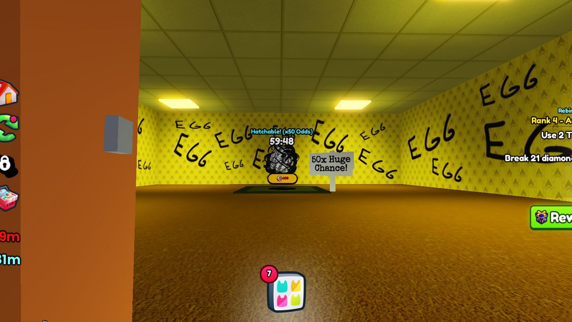 Egg Room in Pet Simulator 99 Backrooms (Image via Roblox)