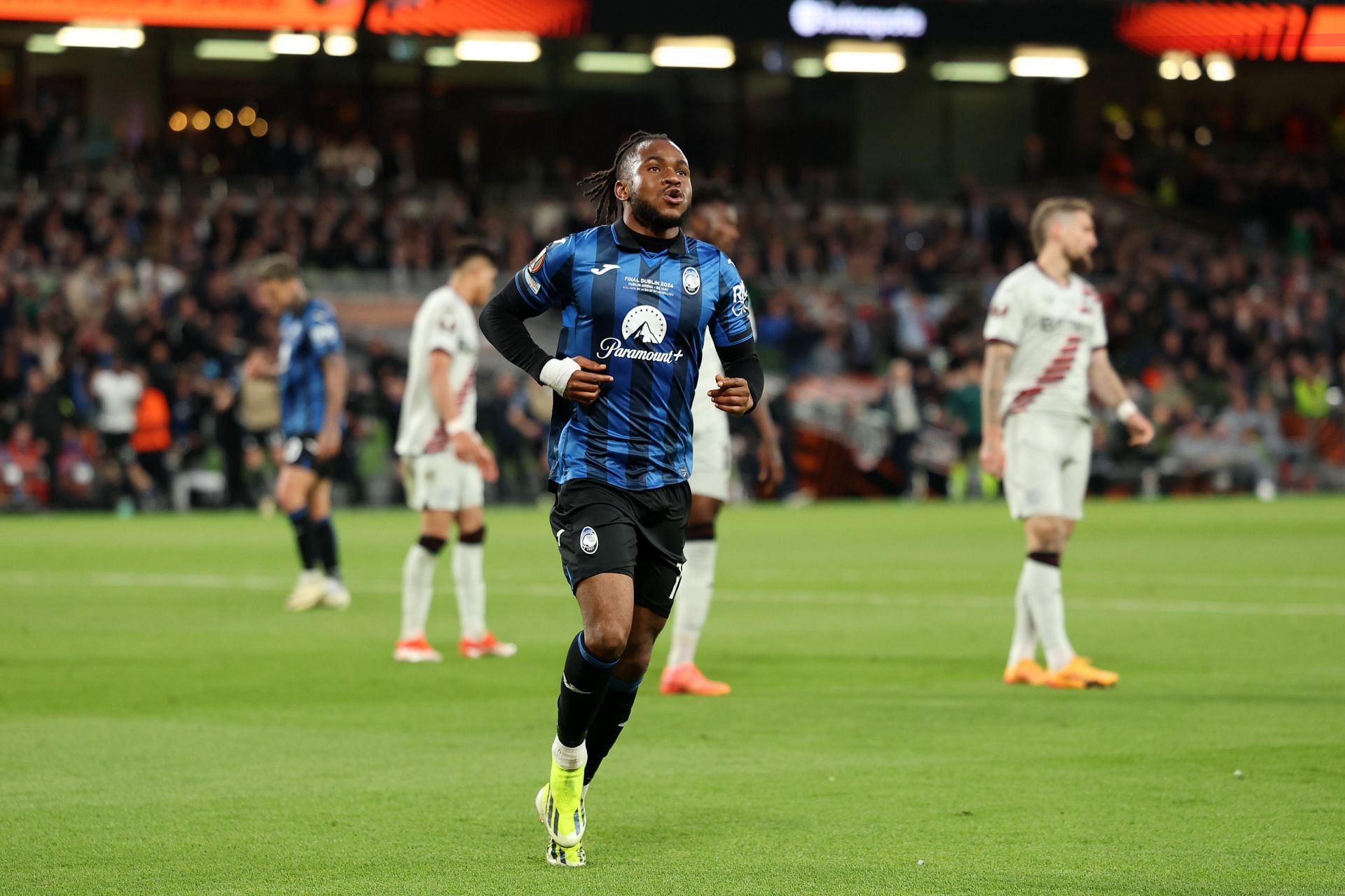 Ademola Lookman celebrates after scoring.