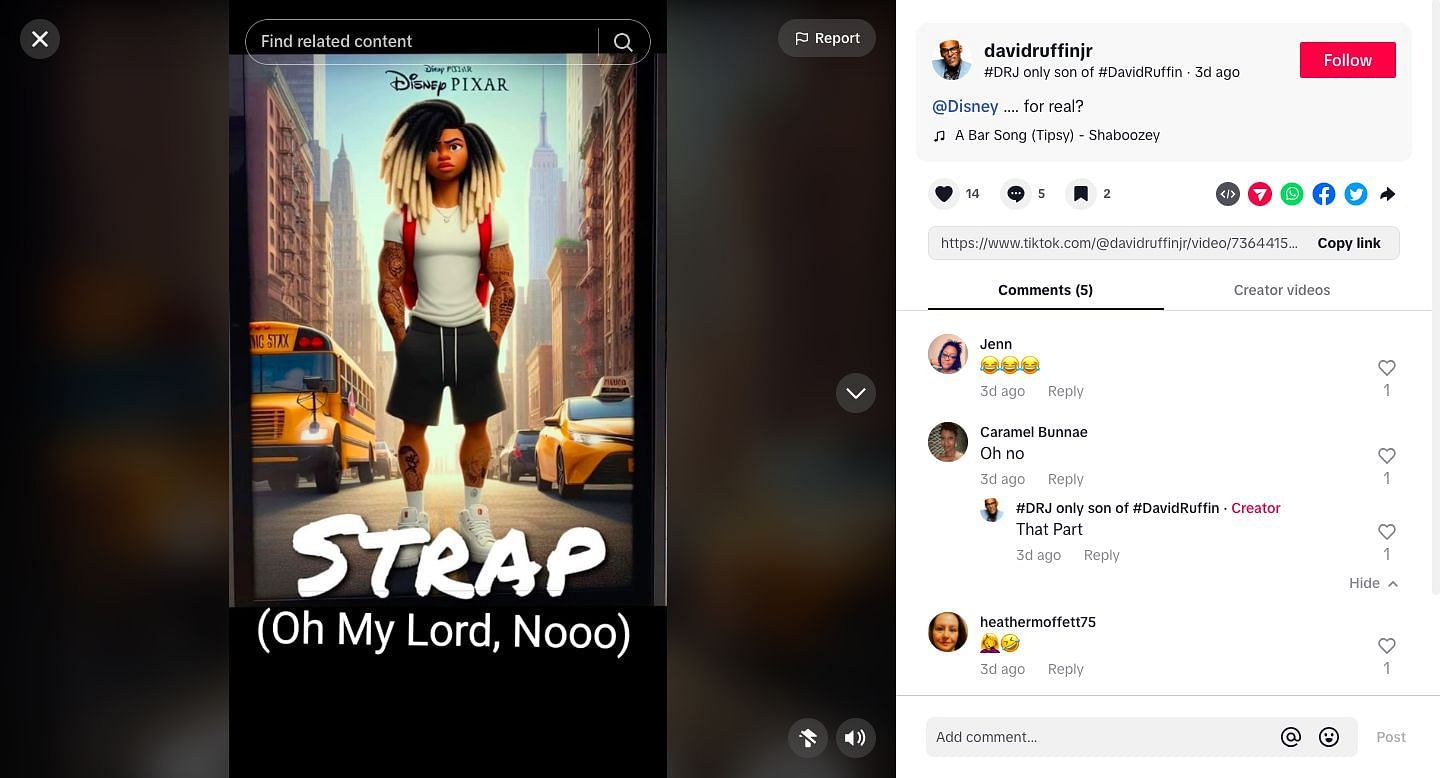 A screenshot of the TikTok post (via Tiktok/@davidruffinjr)