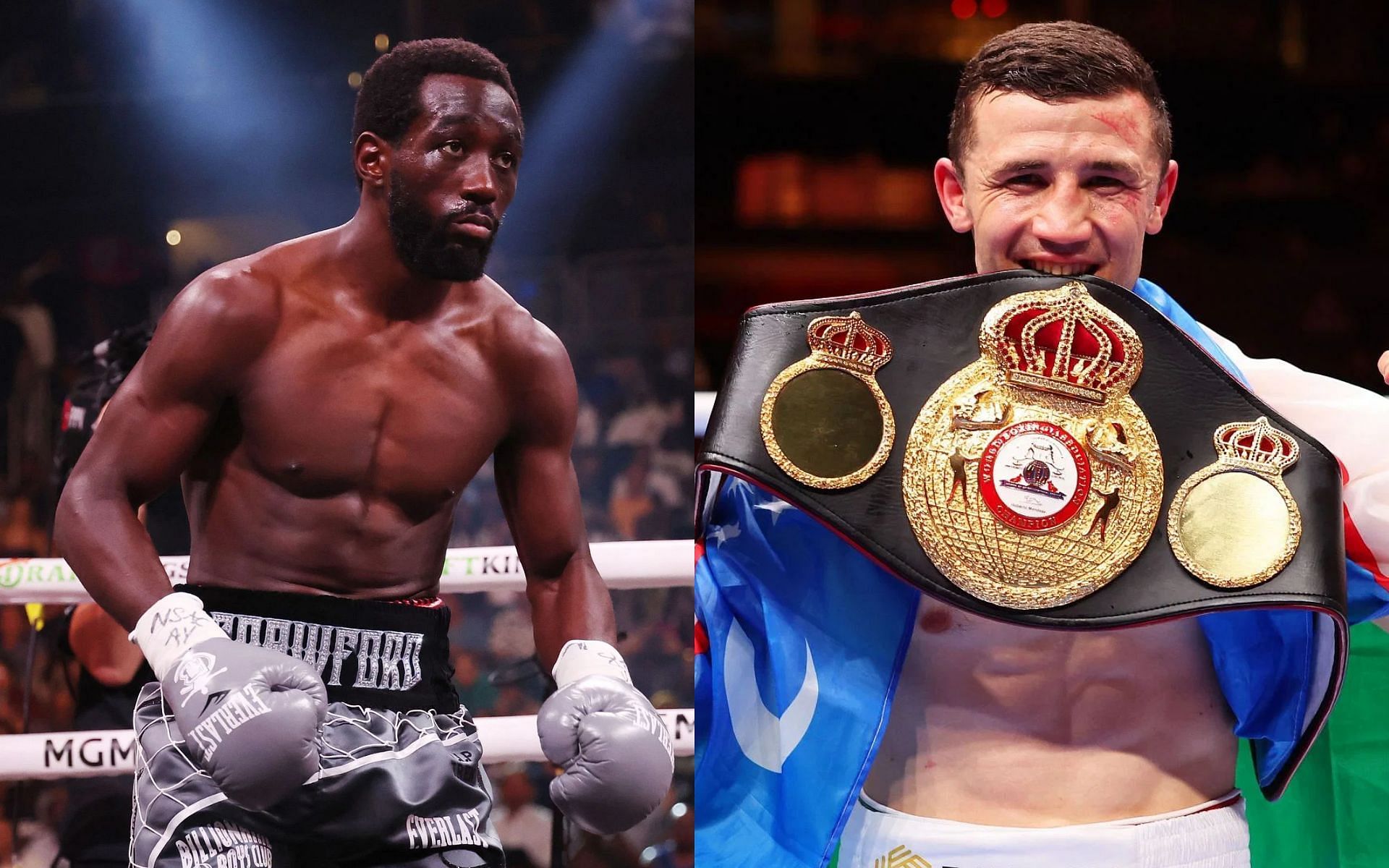 Terence Crawford (left) could come unstuck against Israil Madrimov (right) says Eddie Hearn [Images Courtesy: @GettyImages]