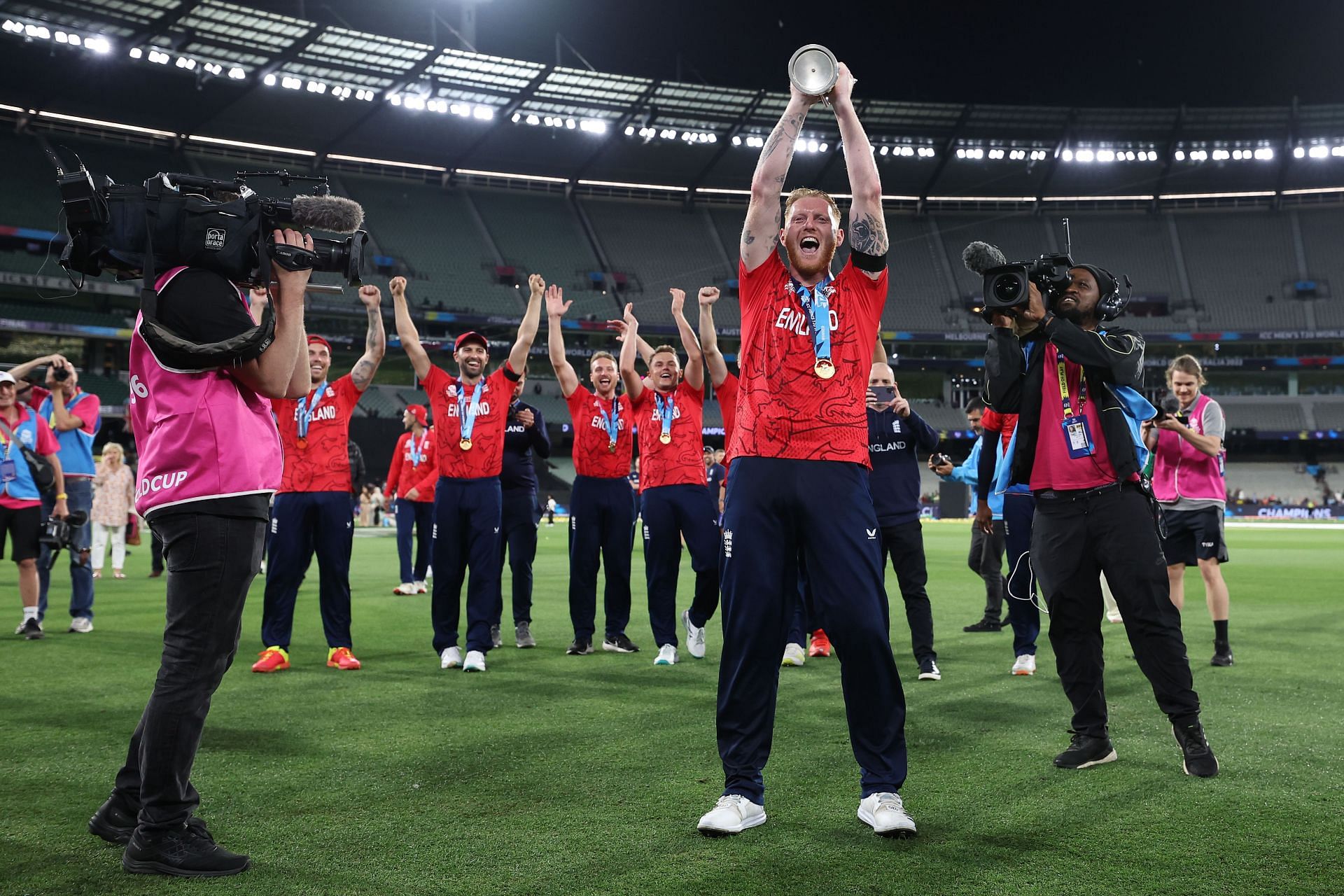 Ben Stokes celebrates England's World Cup win. (Credits: Getty)