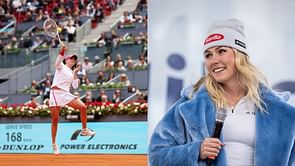 Mikaela Shiffrin reacts to Iga Swiatek's stunning photo while in action at the tennis court