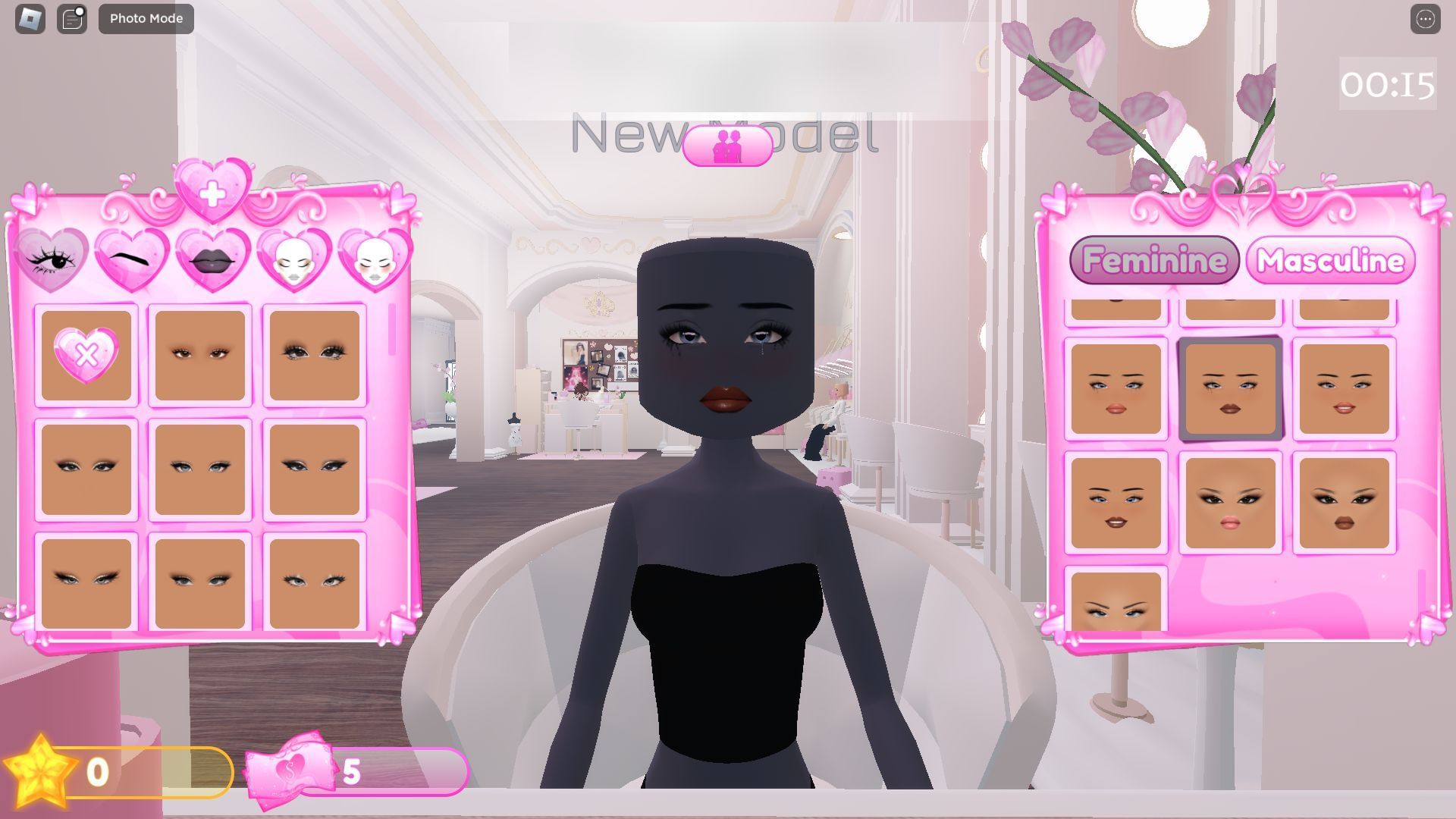 Makeup options in the Salon area (Image via Roblox)