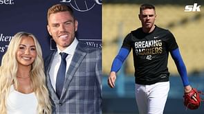 In Photos: Freddie Freeman's wife Chelsea turns heads in $2,410 Jean Paul Gaultier buckle dress at Blue Diamond Gala alongside Dodgers star
