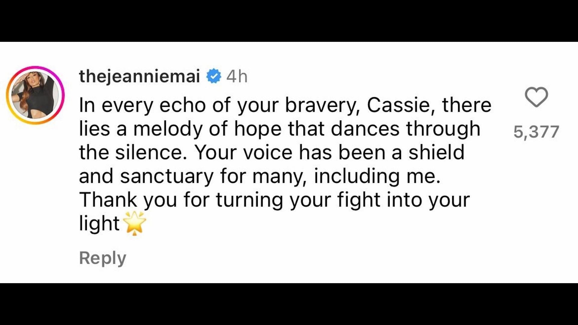 Jeannie Mai talks about Cassie&#039;s statement. (Image via Instagram/@cassie)