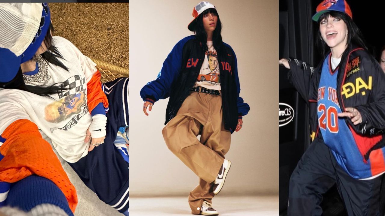 Billie Eilish in New York Knicks merch