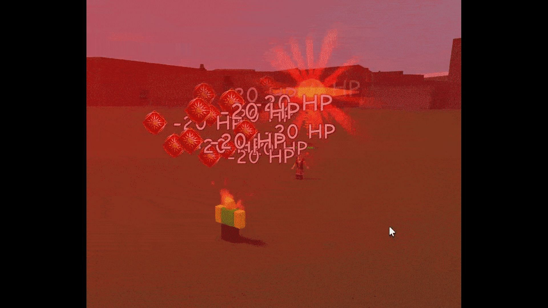 Gameplay screenshot of the Solar Spell 3 in Elemental Battlegrounds (Image via Roblox)