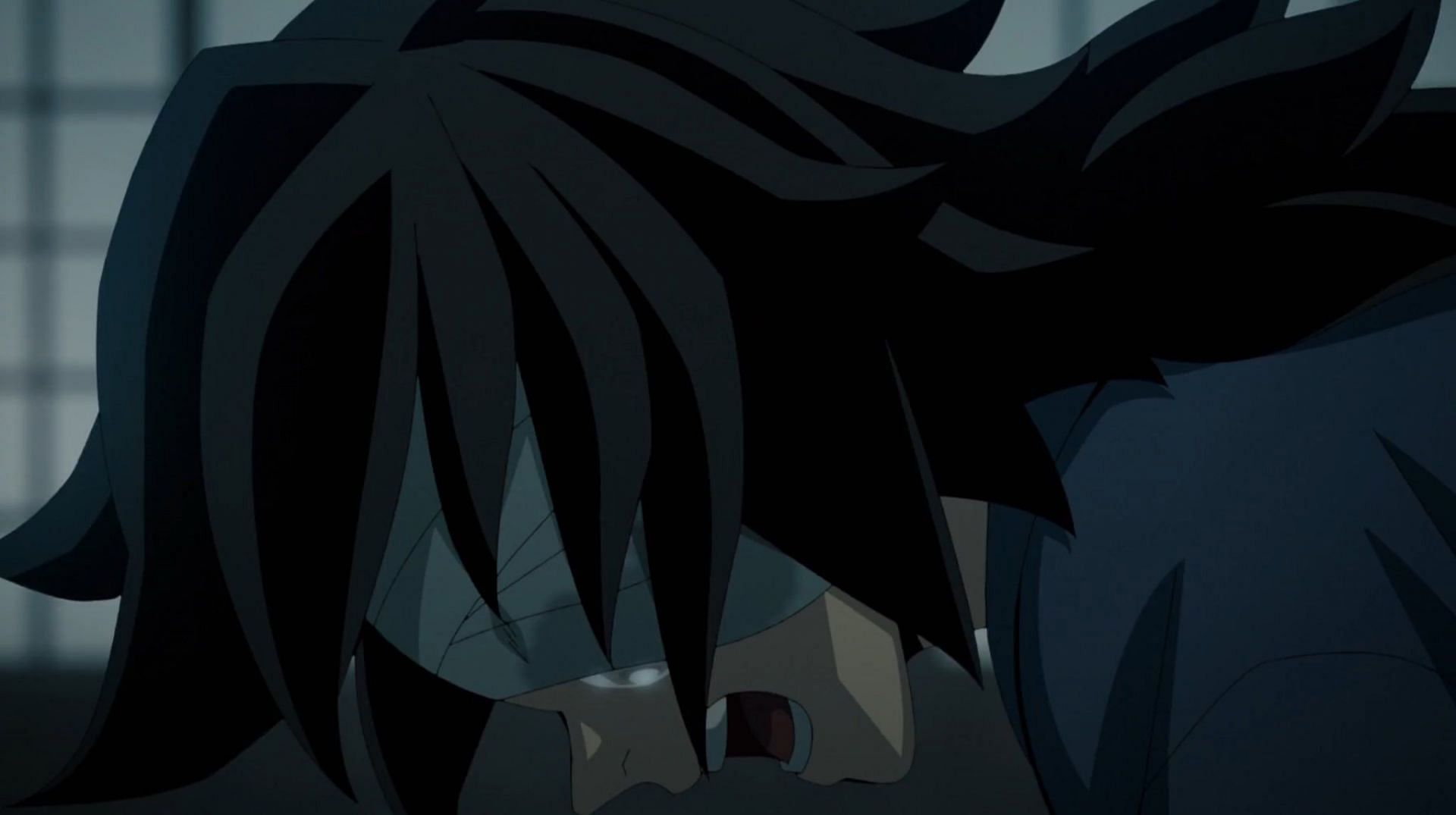 A younger version of Giyu who was mourning Sabito&#039;s death at the time (Image via Ufotable)