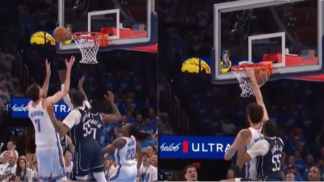 Watch: Chet Holmgren emphatically catches 3 Mavericks with thunderous putback slam