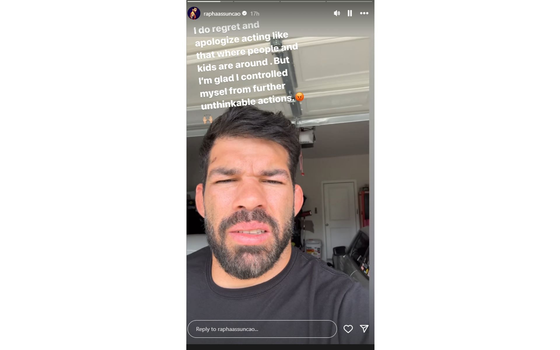 Screenshot of former UFC fighter Raphael Assuncao&#039;s apology following viral video of him spitting at IBJJF opponent