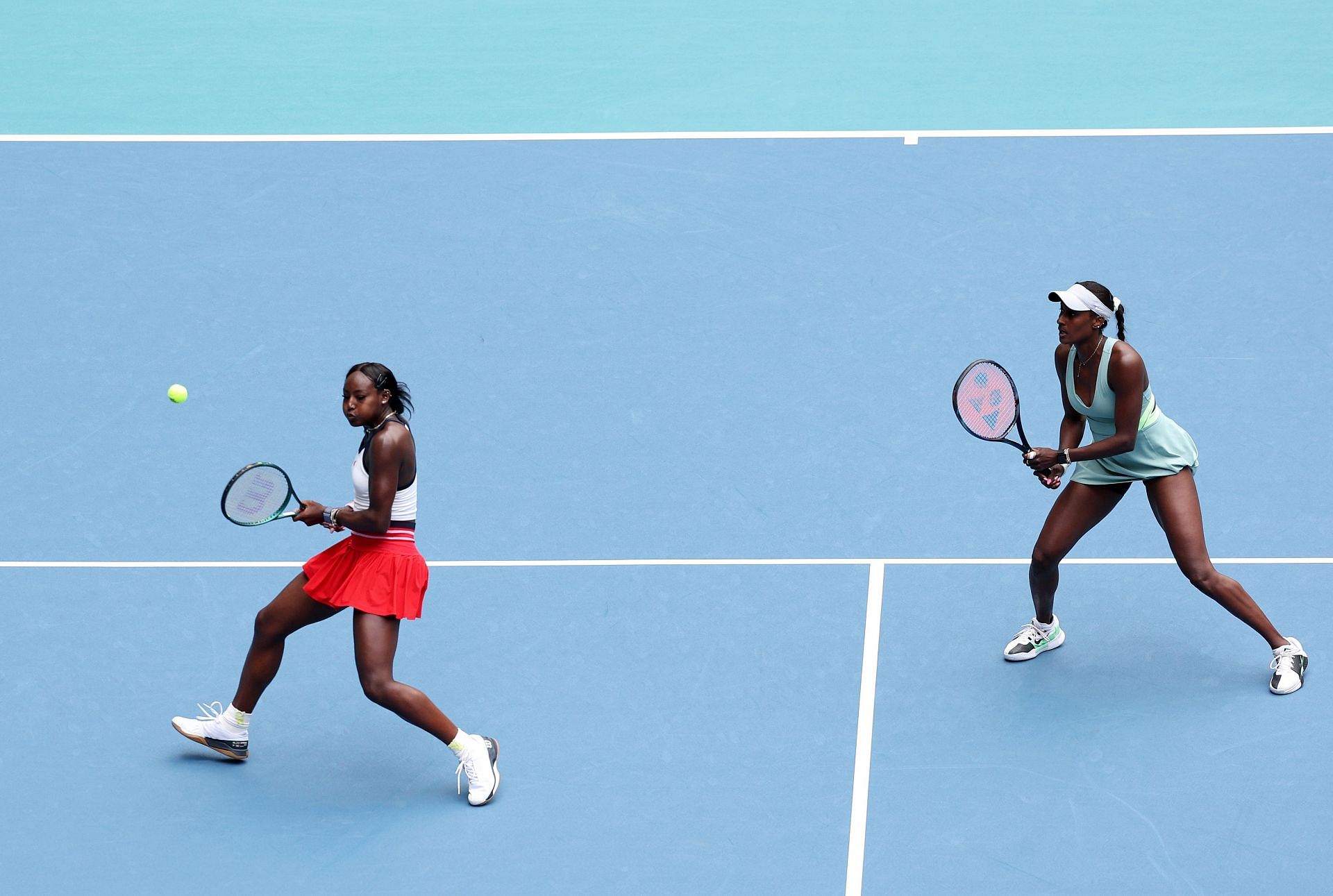 Alycia Parks and Asia Muhammad pictured at Miami Open 2024