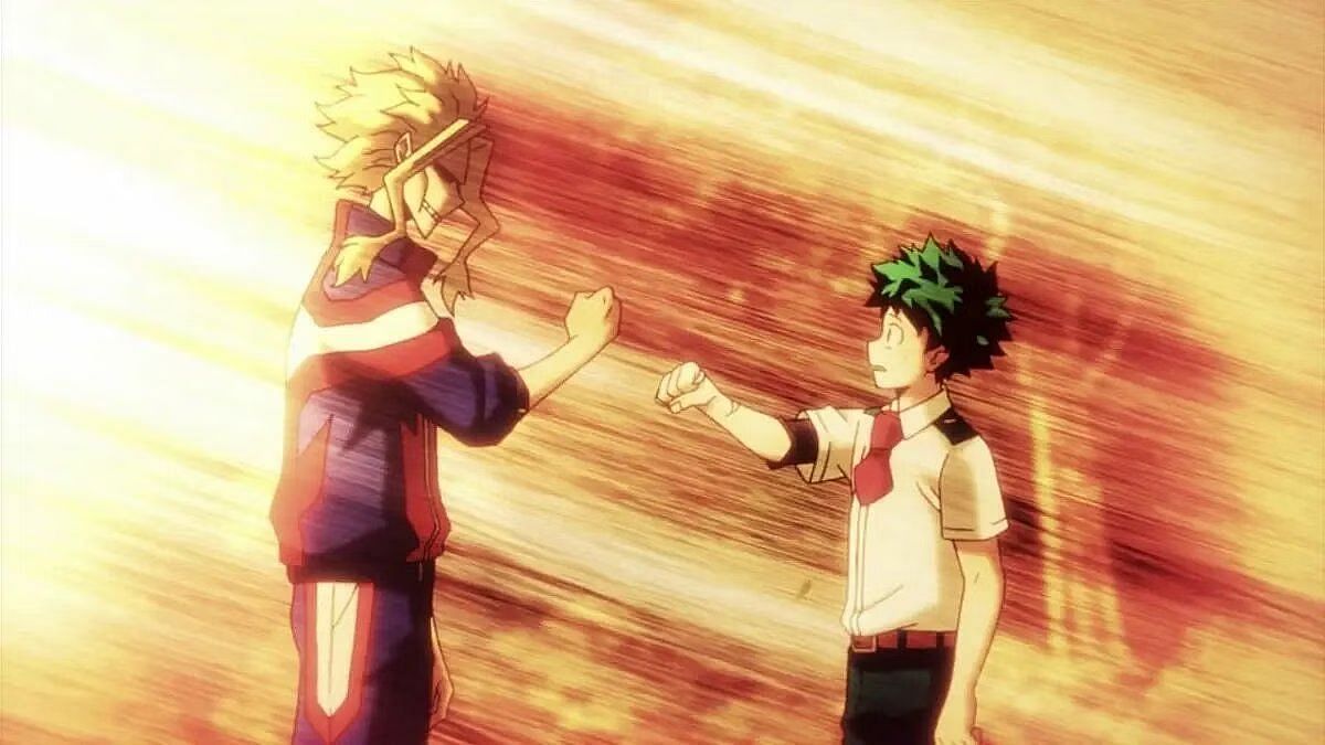 Deku and All Might as seen in the anime (Image via Bones)