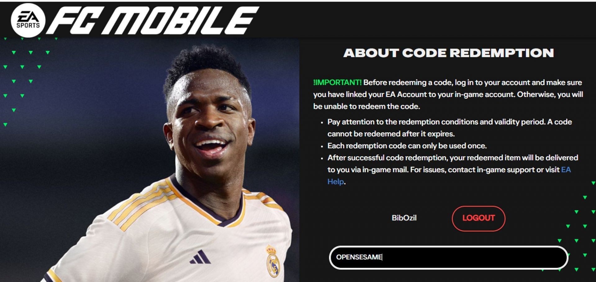 A Redeem Code can be used only once per user (Image via EA Sports)