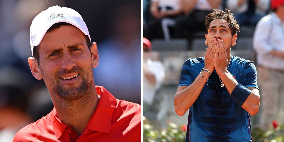 Novak Djokovic (L) and Alejandro Tabilo (R)