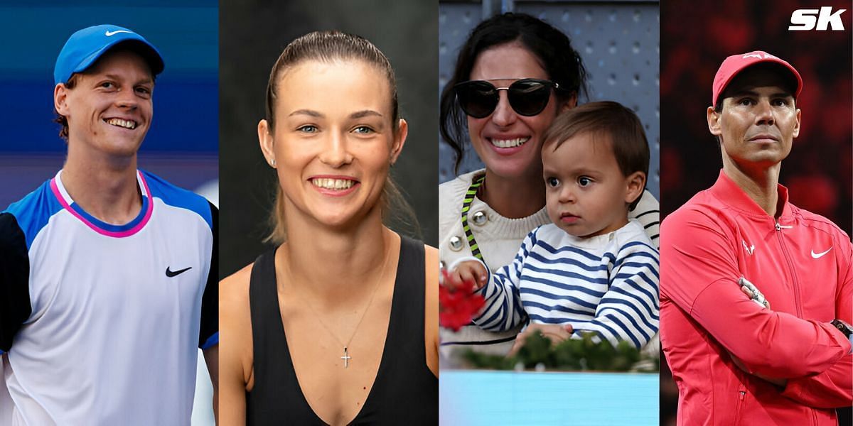 (Left to Right) Jannik Sinner, Anna Kalinskaya, Rafael Nadal and family (Source: Getty Images)