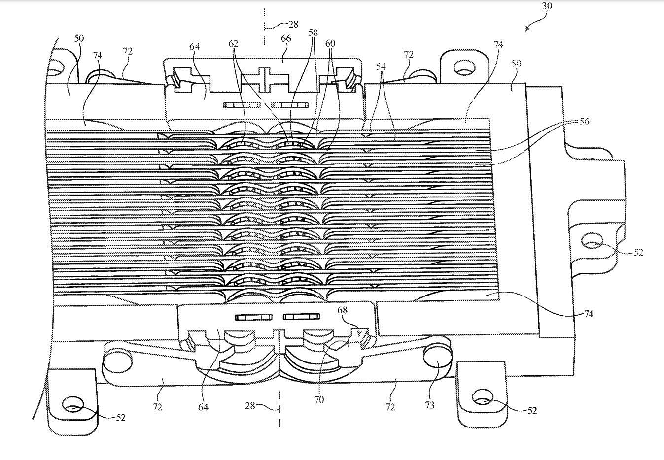 A look inside Apple&#039;s latest hinge for folding device (Image via USPTO)