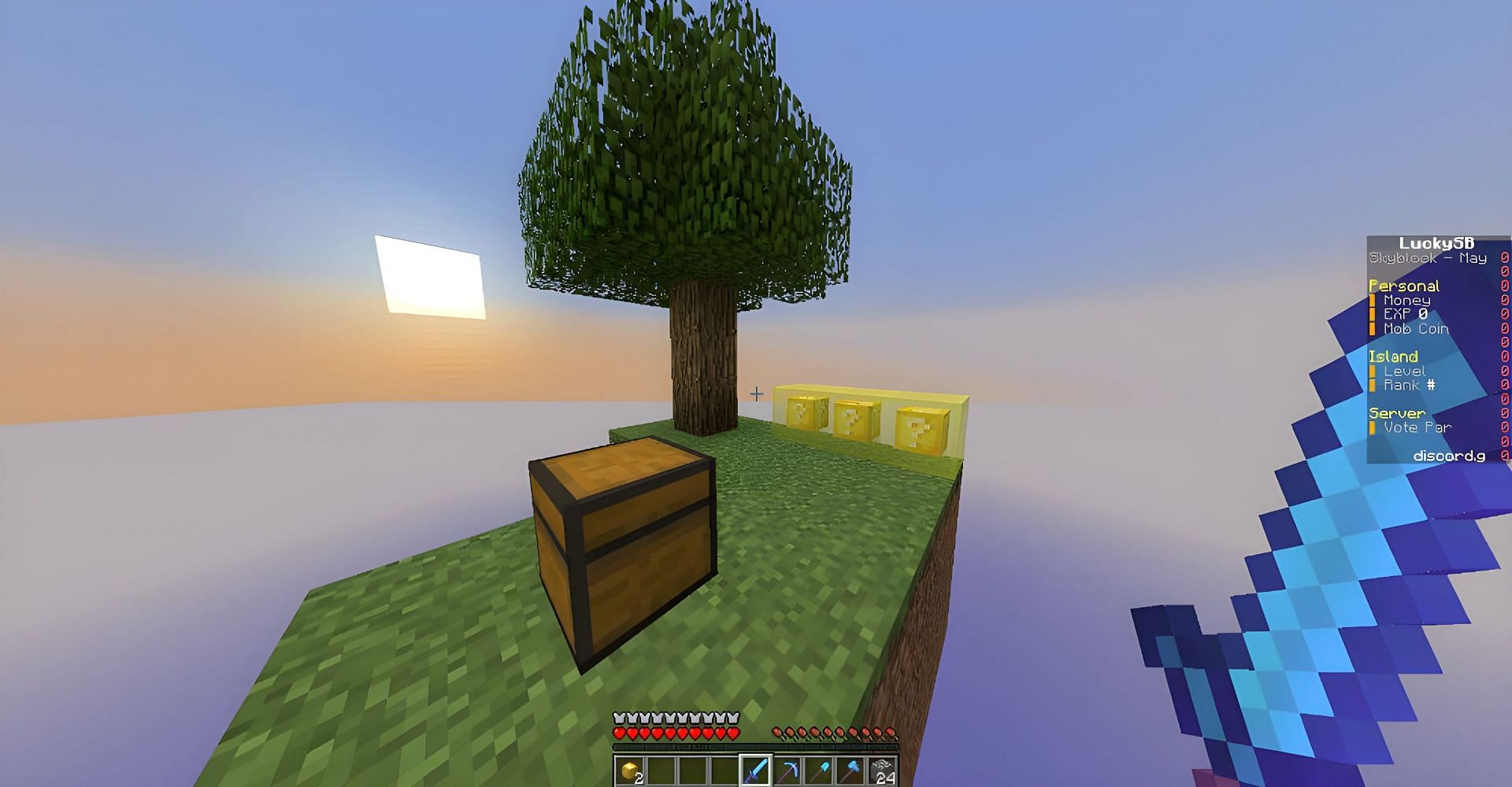 Lucky Skyblock is a great Lucky Blocks server (Image via Mojang)