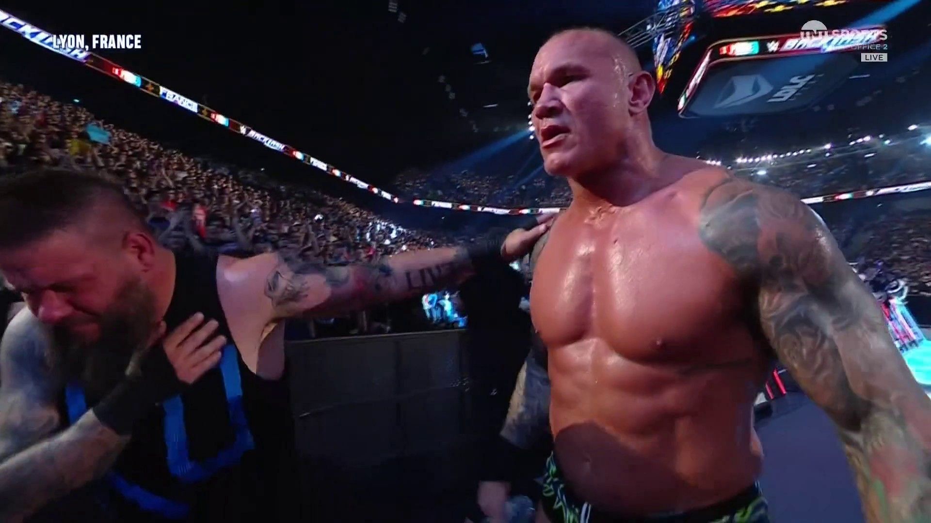 Randy Orton and Kevin OWens at WWE Backlash [Image Source: WWE On TNT Sports