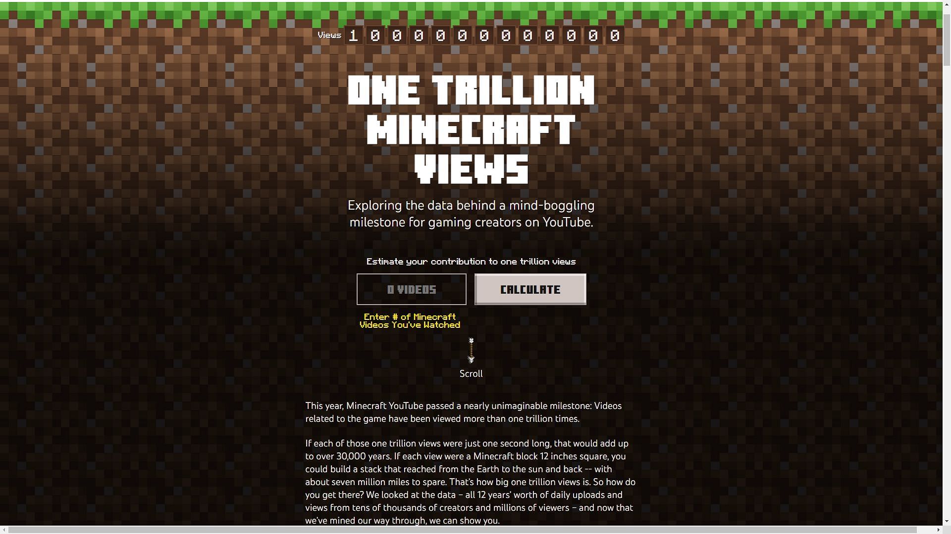 YouTube celebrating the game for crossing one trillion views on their platform (Image via YouTube)