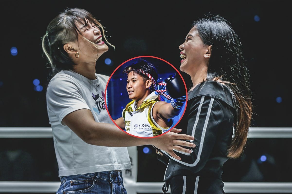 Stamp (left) and Denice Zamboanga (right) (inset: Phetjeeja) [Photo via: ONE Championship]