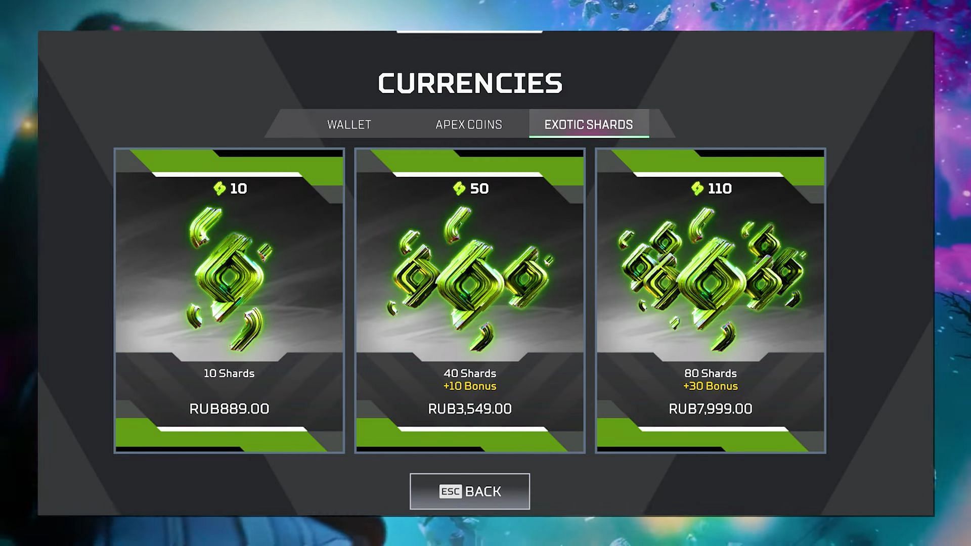 Exotic Shards currency in Apex Legends (Image via Electronic Arts || RossTheeSquirrel)