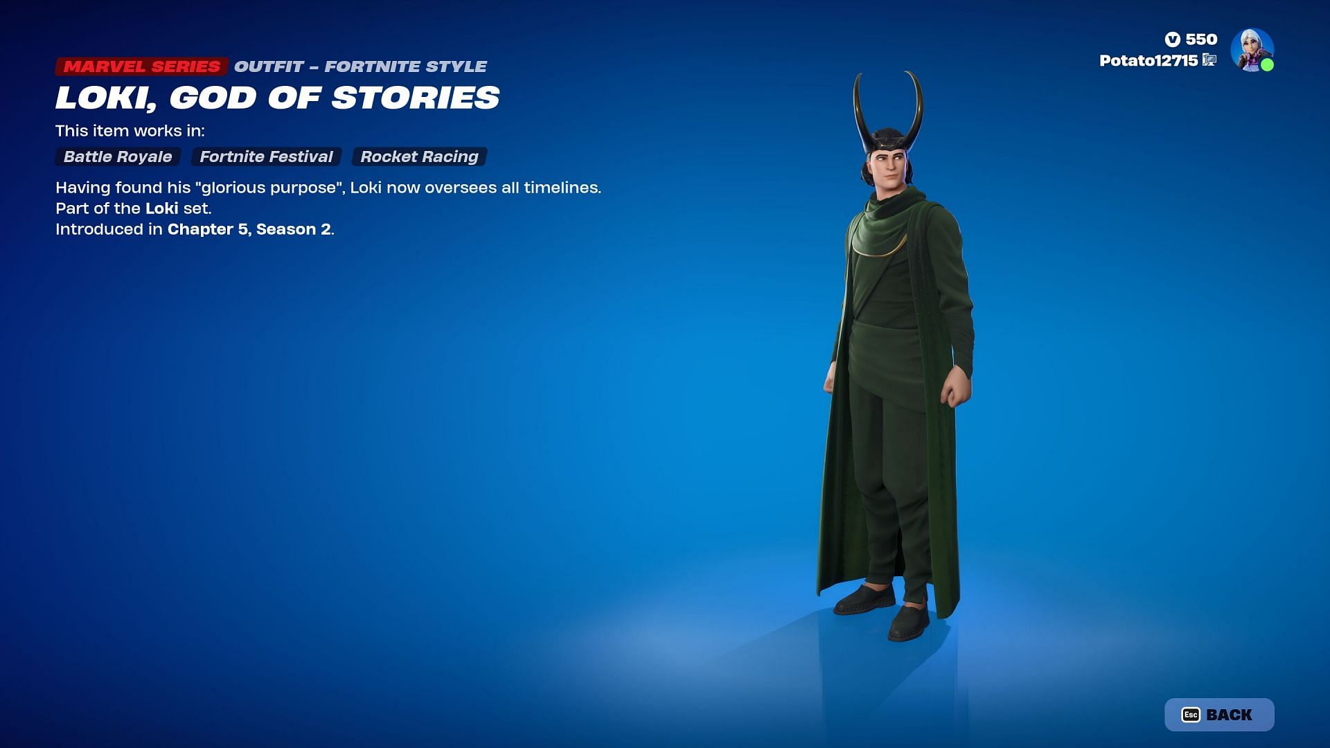  Loki has return to Fortnite (Image via Epic Games/Fortnite)