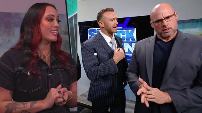 WWE Officials Ava, Nick Aldis, and Adam Pearce in serious discussion over top star; major match teased